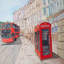 Imprimé de bus et de cabine téléphonique London - cadre industriel gris