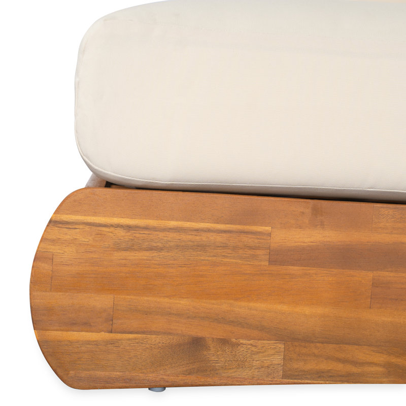 Canapé 3 places avec coussins Judd, Coussin beige / structure en teck