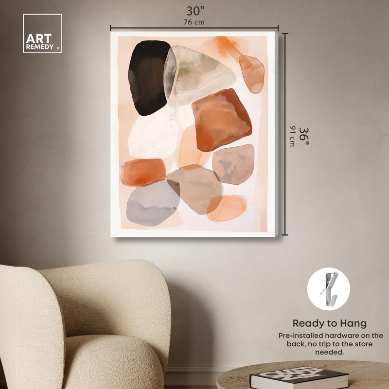 «River Stones II Boho», reproduction d'art sur toile par Art Remedy, H 36 po x l 30 po, Toile tendue avec châssis