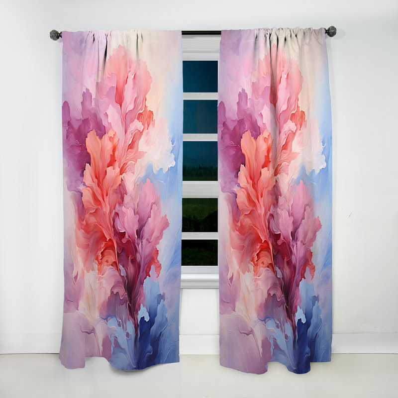 Akshay Pastel Dreamscapes - Rideau en velours moderne - obscurcissant - 1 panneau, L 52 po x L 120 po