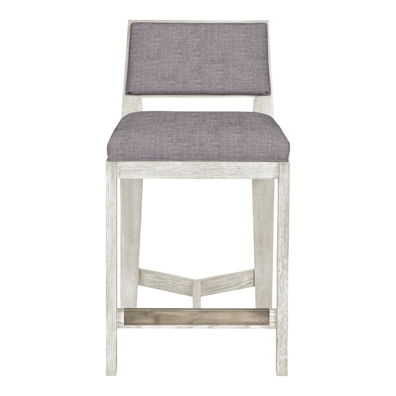 Thom Filicia Solid Wood 32.5" Bar Stool, Casa Blanca, Nomad Slate Crypton® Chenille