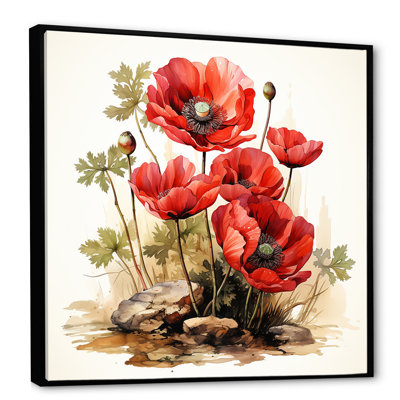 Red Serene Poppy Meadows II - Art mural coquelicot