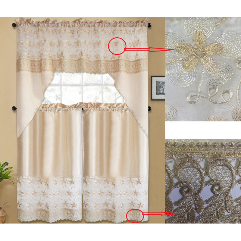 Mayda Tailored Kitchen Curtain, Beige