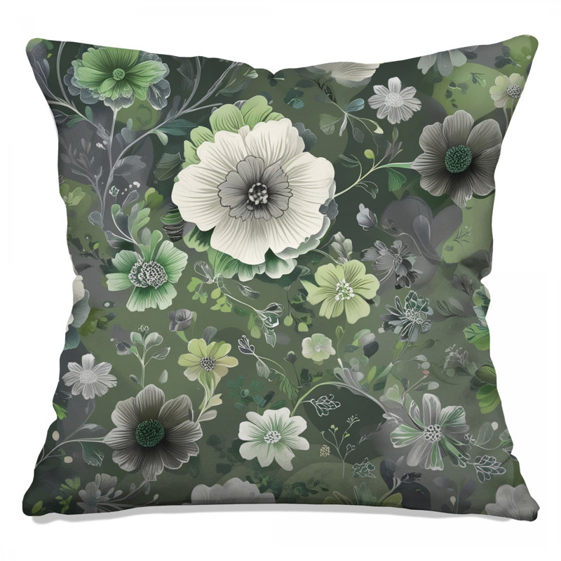 Coussins décoratifs vert à motif floral, 18 x 18 pouces