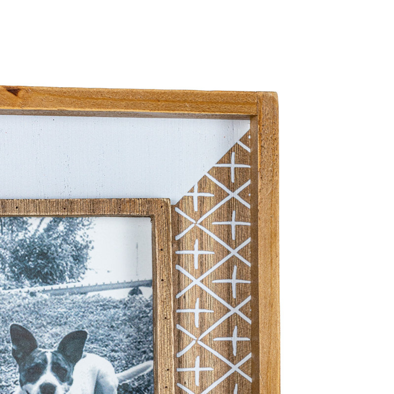 Foreside Home & Garden 4" by 6" White Cross Pattern Picture Frame