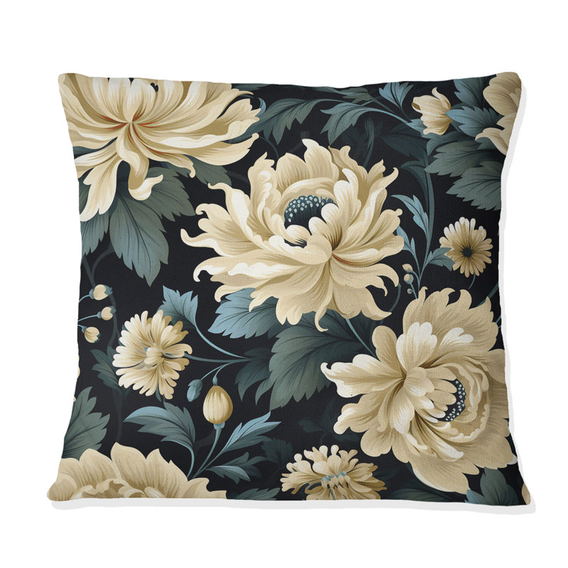 Coussin décoratif damassé beige foncé foncé, H 18 po x l 18 po