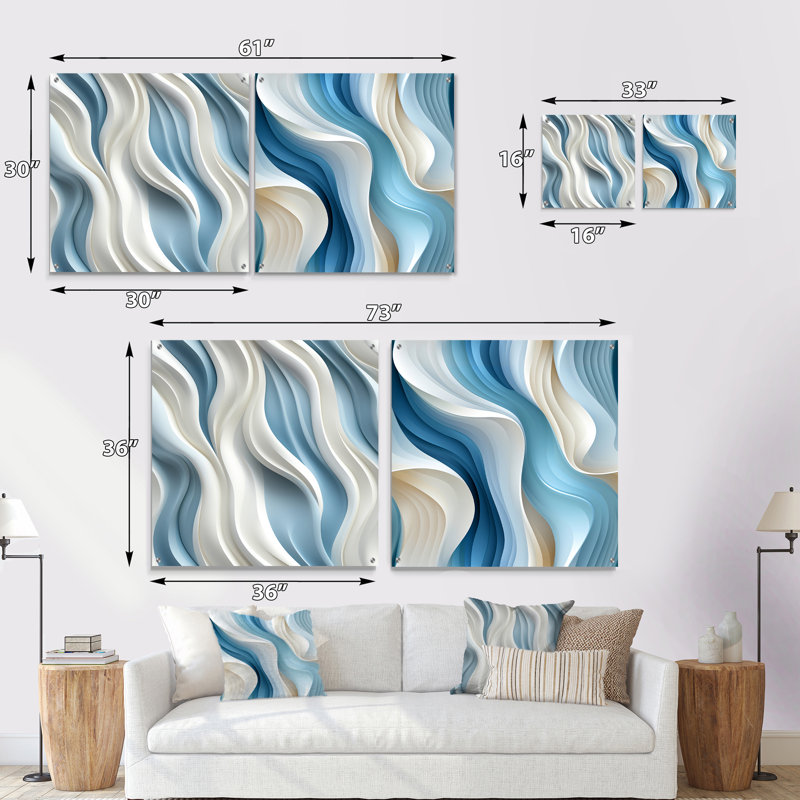 Crandale - Ensemble de 2 peintures murales abstraites en acrylique, H 30 po x l 61 po