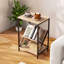 2 pièces Table d'appoint 3 niveaux avec porte-revues en forme de V Hêtre-2142393256