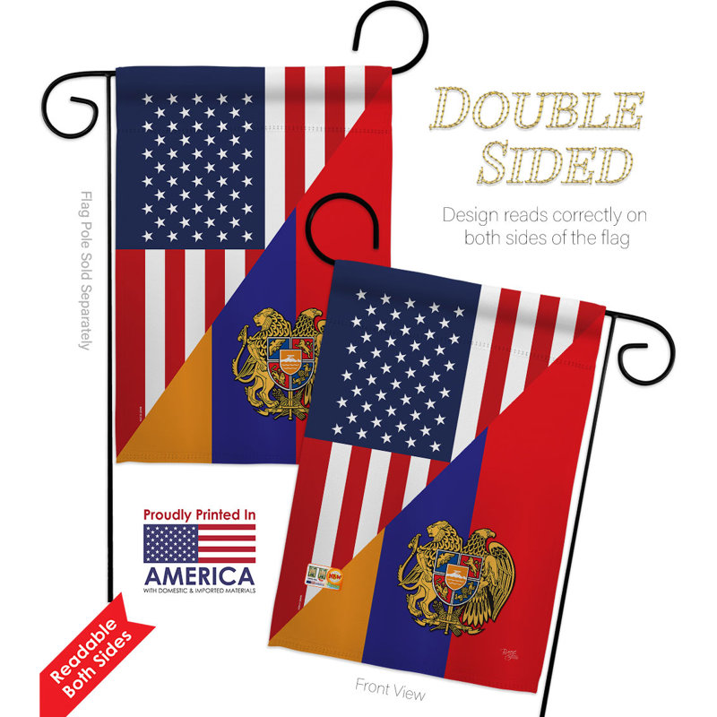 Drapeau de jardin Armenia American Friendship 2 côtés en polyester 1 pi 5 po