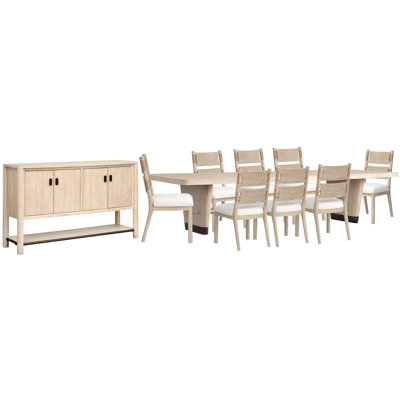 Trestle Dining Table With 8 Side Chairs And Buffet