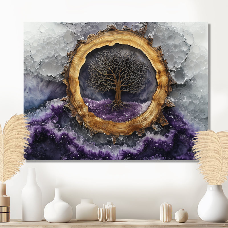 Cristal, forêt, arbre de vie - impression de forêt sur métal, H 12 po x l 20 po