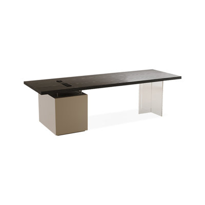 Black+Clear Rectangular Solid + Manufactured Wood+Acrylic with 2 drawers desk