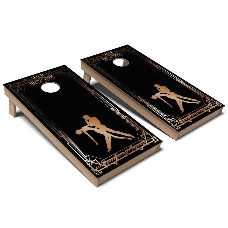 Ensemble de planche de jeu de cornhole en composite rétro toutes années 20, Ajouter un étui et des lumières
