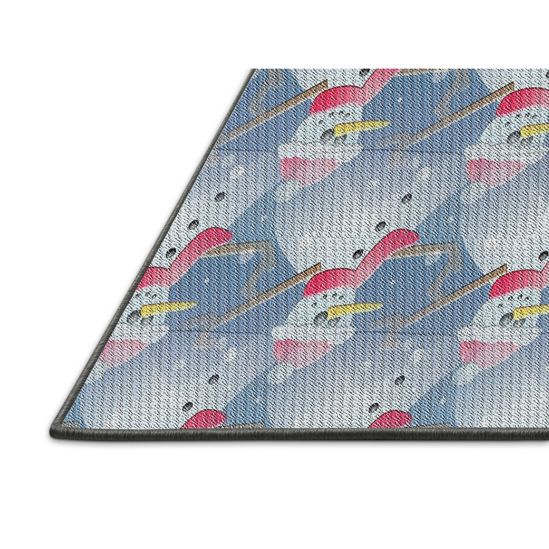 Tapis bleu/rouge à motifs, Rectangle 7 pi x 10 pi