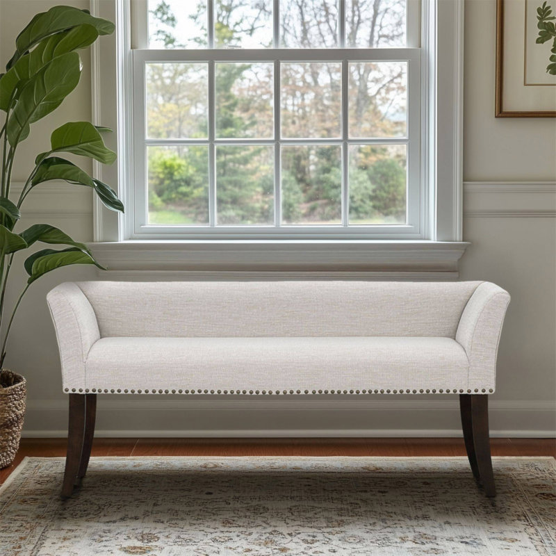 Banc rembourré Welburn crème, Crème