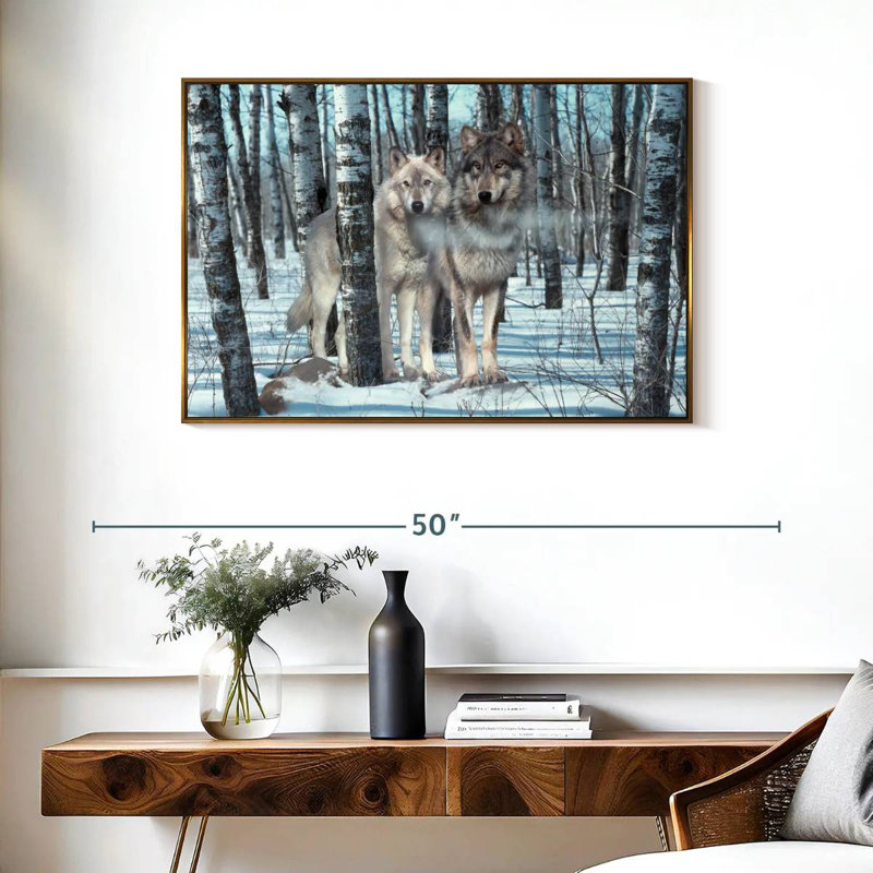 Ombres de neige, Cadre flottant doré, 37 po x 25 po