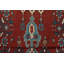 Tapis rouge rétro en laine noué à la main 3 pi 11 po x 11 pi Tribal