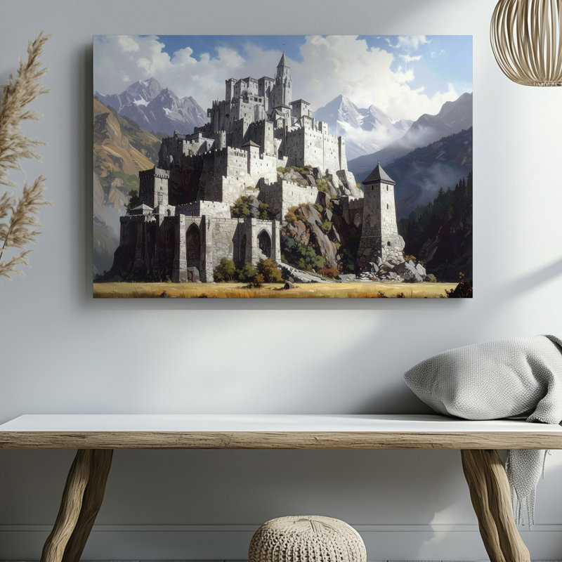 Toile, montagne, flèche, ville, Canvasmajestic, pierre blanche, fantaisie, art mural, H 11 po x l 14 po