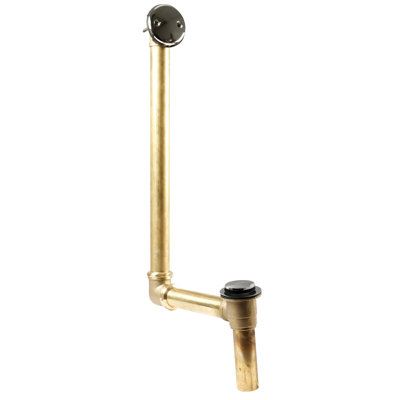 18" Direct Connect Shoe Outlet Tip-Toe Bathtub Leg Drain Assembly with 2-Hole Overflow