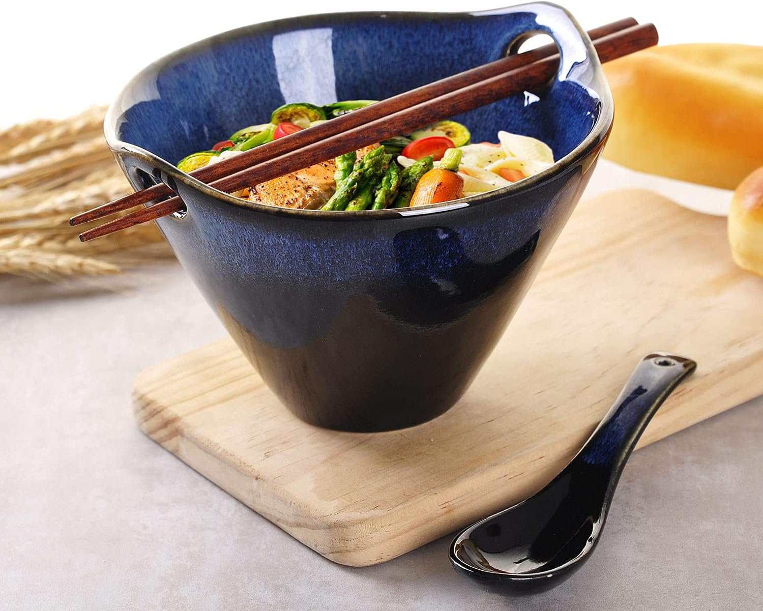 Ivy Bronx 20Oz Ceramic Japanese Ramen Bowl Set,With Chopsticks & Spoon