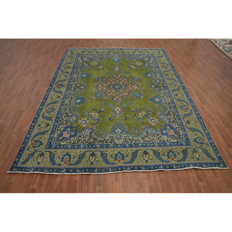 Handmade Green Traditional Area Rug 10x13