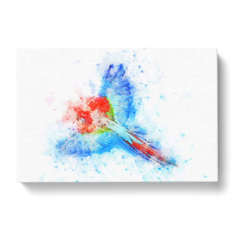 Parrot in Flight in Abstract - Wrapped Canvas Art - Wrapped Canvas, 40cm H x 60cm W x 3cm D