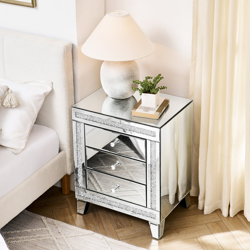 Armoire à miroir argentée 3 portes (54,6 x 40,1 x 68 cm) - Moderne et pratique pour chambre, salon, couloir. 21,5 x 15,8 x 26,8 pouces. Rangement multifonctionnel pour chambre.