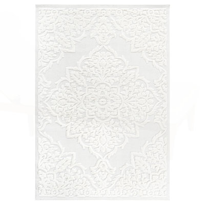 Tapis intérieur médaillon High-Low, 6 pi 7 po x 9 pi, moderne, contemporain, géométrique, bohémien, chambre à coucher, cuisine, salon, tapis sans perte de poils