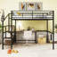 Lit mezzanine double en métal avec bureau et échelle de rangement latérale-860646968