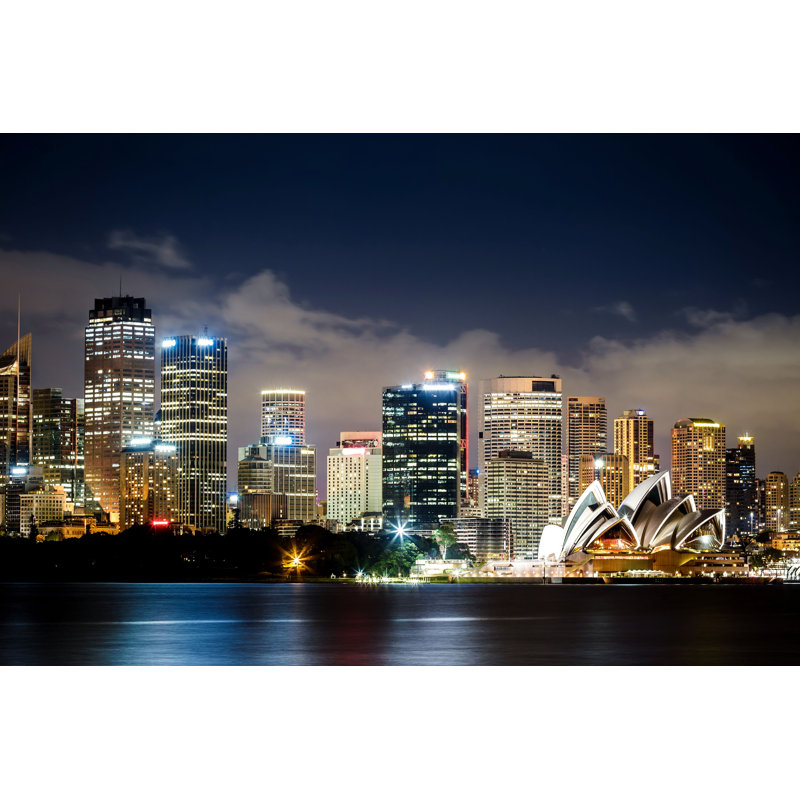 Sydney Harbour at Night par - Photographie de toile tendue, H 32 po x l 48 po