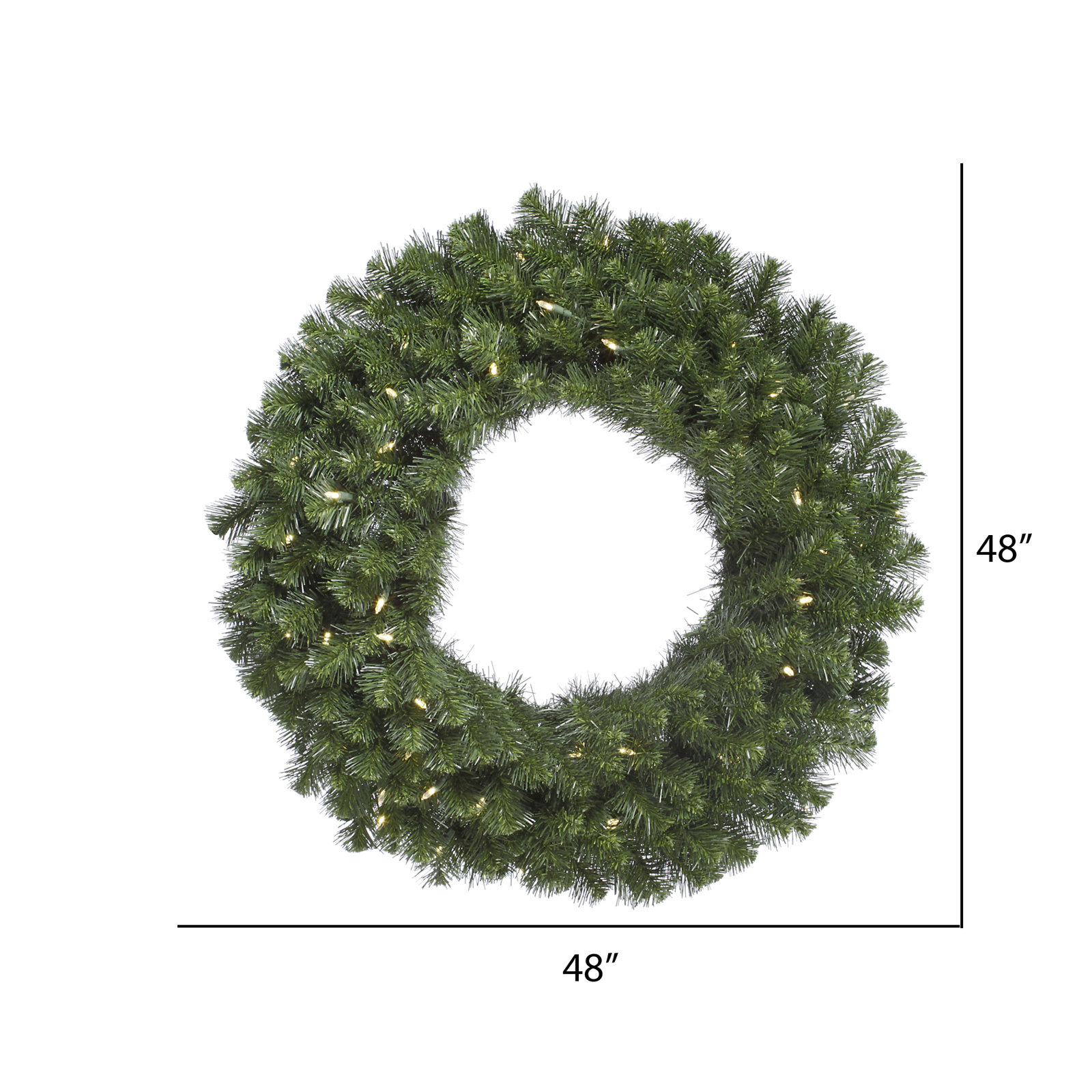 Alanny 72" Pre-Lit Mixed Christmas Wreath, 48" x 48"
