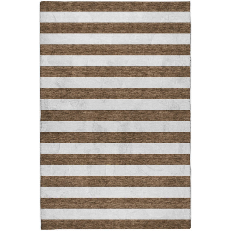 Premium Machine Washable Dream Shag ADS528 Striped Rug, Chocolate, 3' x 5'