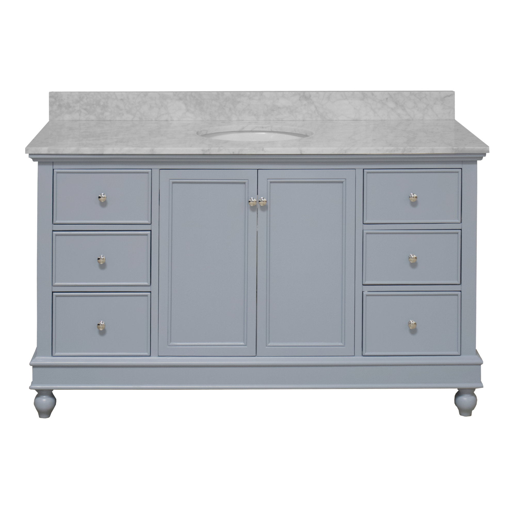 Ferdinand 60'' Single Bathroom Vanity, Carrara Marble, Powder Blue