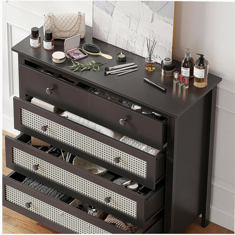 Sideboard Buffet Cabinet with 4 Drawers,Modern Wooden Console Cabinet for Kitchen,Living Room, Dining Room, Hallway,Black
