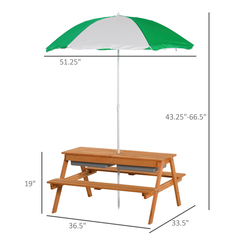 Elazer Kids Solid Wood Outdoor Table Or Chair and Chair Set