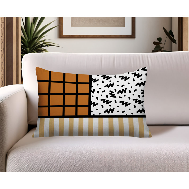 Oreiller rectangulaire réversible intérieur / extérieur Minka, Rectangulaire H 18 po x l 25 po, Orange