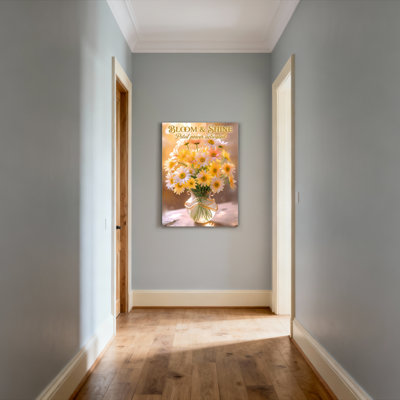 Bloom and Shine Daisy Flowers Vase, reproduction d'art sur toile tendue sur toile, ensemble de 1