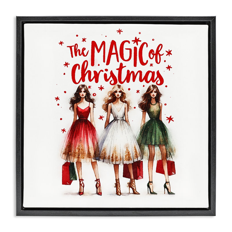 Art mural sur toile Glam Magic Of Christmas par Amanda Greenwood, H 25 po x l 25 po, Cadre flottant noir de jais