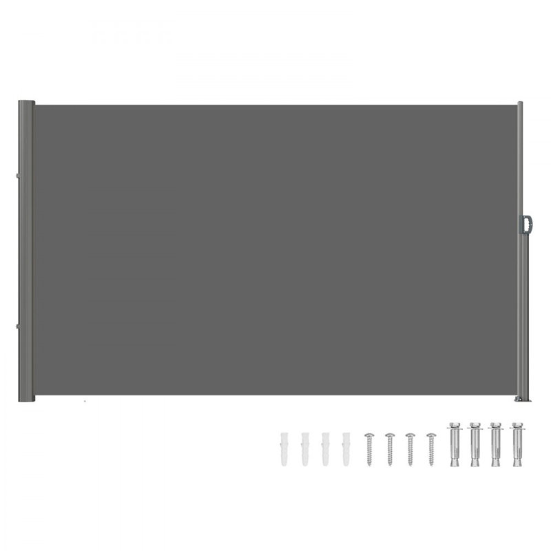 VEVOR 118'' W Metal Cover Retractable Side Awning, 63" H x 118" W x 1" D, Gray