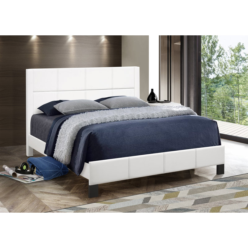 Keslee Vegan Leather Bed, Queen, White