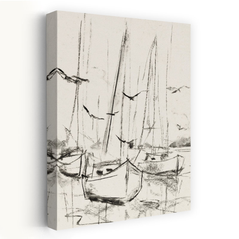 Harbour Serenade Ii noir blanc gris coquillages côtiers et croquis de corail minimaliste Nautique, H 60 po x l 40 po
