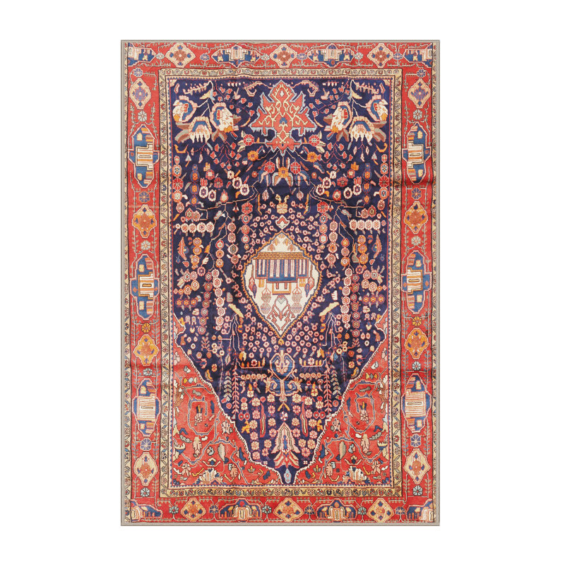 Tapis traditionnel jaune clair / orange / noir Turrella, Rectangle 4 pi x 6 pi