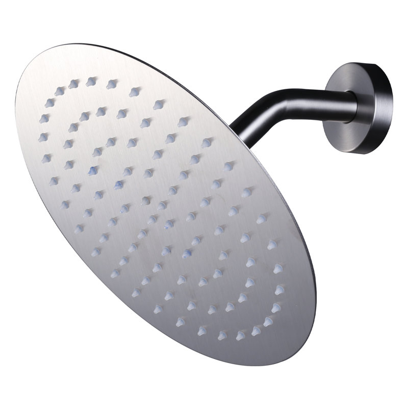 Wide Round Rain Shower Head For Bathroom With 1.8 GPM High-Pressure Swivel Rainfall Spray, Brushed Nickel