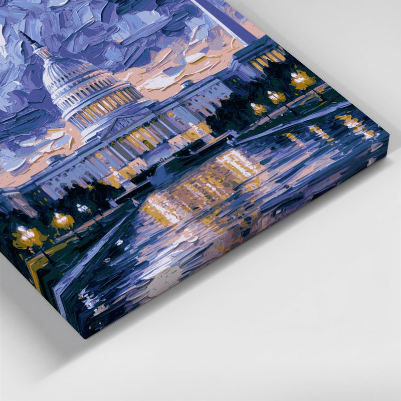 Art mural sur toile avec cités, "Washington", H 12 po x l 12 po