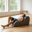 Chaise longue ergonomique grise avec mousse haute densité et housse lavable, position zéro gravité idéale pour la relaxation et le yoga-209188288