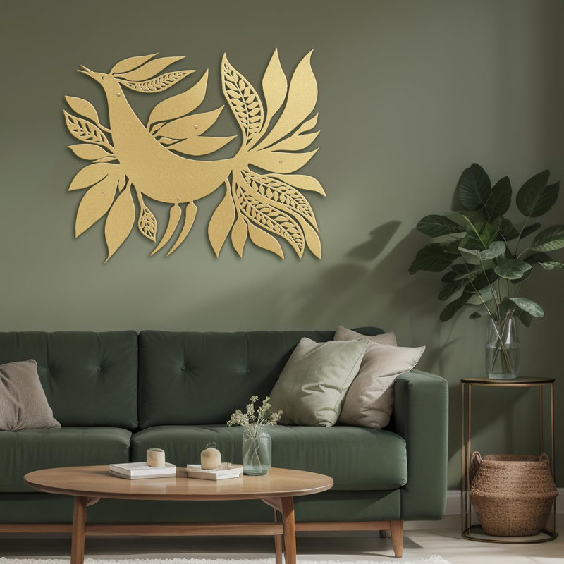 Wall Decor Metal, 24" H x 36" W x 0.05" D, Gold
