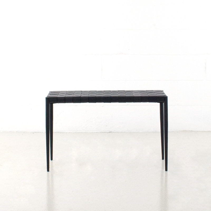 Banc en similicuir Bensonhurst, H 18,5 po x l 28 po x P 12 po, Noir
