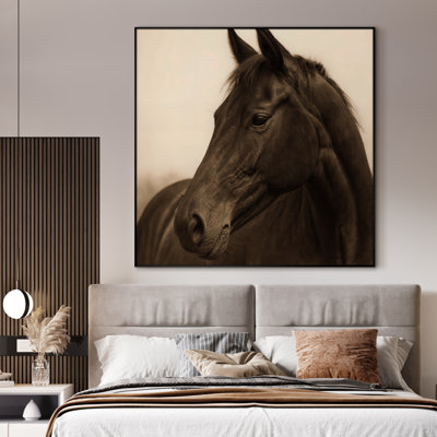 Très grand art mural imprimé sur toile - Art animalier rétro pour décoration de salon ou de chambre à coucher - "Assemblage requis du cadre (cadre non fini)"