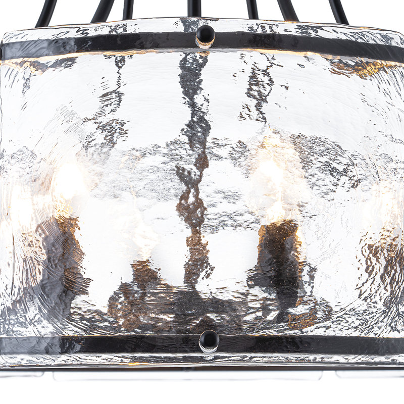 Lustre tambour en verre d'eau 6 lumières, Noir mat