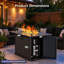 Foyer de table rectangulaire au propane de 43 po avec éclairage RVB, application et télécommande, flamme réglable, pierres de verre, pare-vent 60 000 BTU - idéal pour la terrasse et le jardin, noir